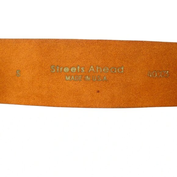 STREETS AHEAD Wide Floral Embossed Leather Belt Women's S - Made in USA - Picture 6 of 8